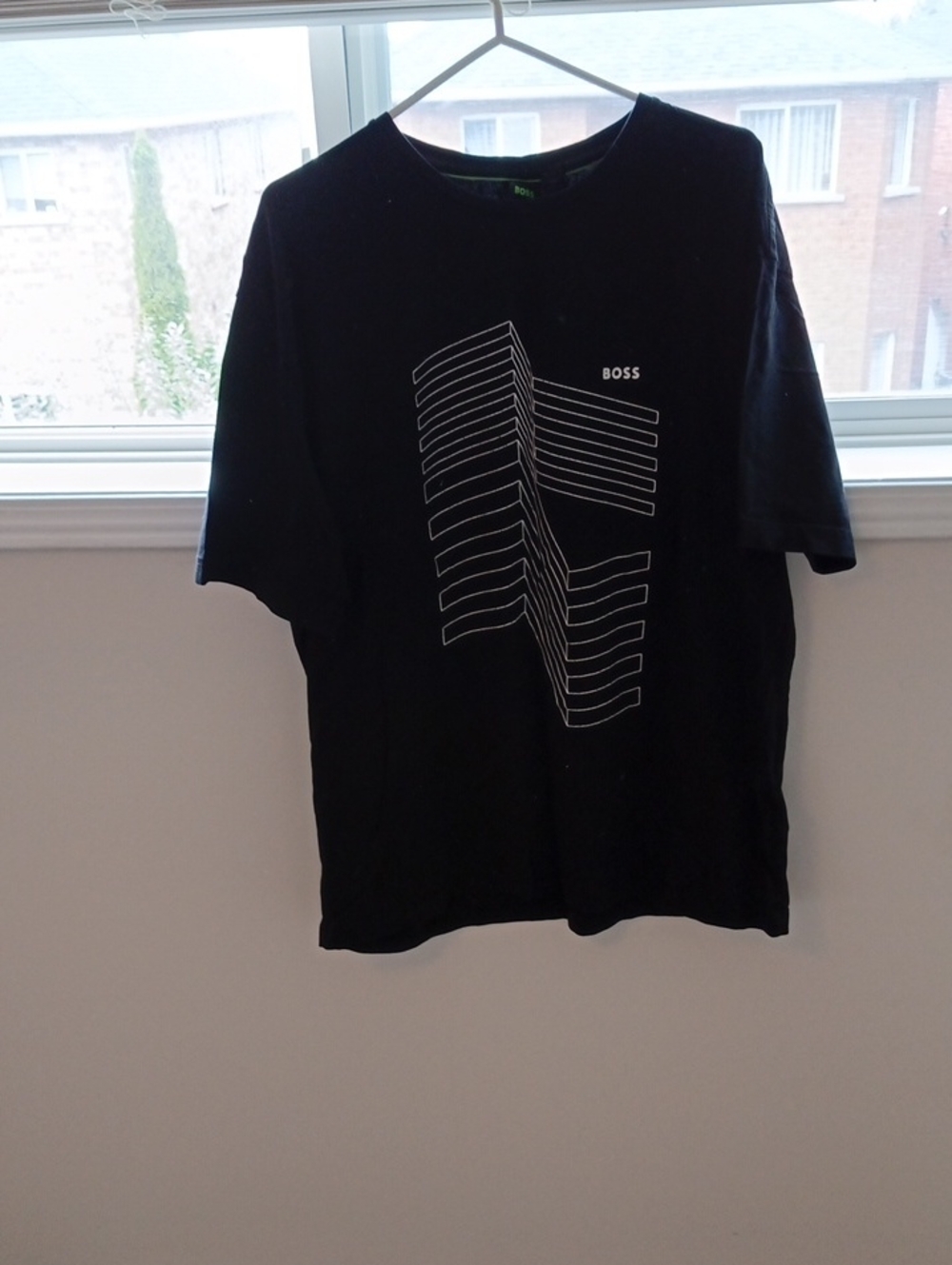 Boss Black Short Sleeve Tee with White Line Graphic